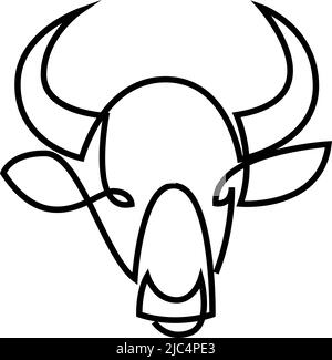 Logo Bull Head. Icône abstraite stylisée à tête de vache ou de taureau. Logo Premium pour Steak House, restaurant de viande ou boucherie. Un symbole de ligne taureau. Vecteur Ill Illustration de Vecteur