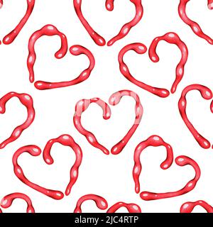 Motif coeur sans couture. Illustration aquarelle. Isolé sur un fond blanc. Pour vos tissus de design, papier d'emballage, livres de cuisine, tabliers Banque D'Images