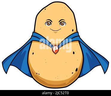 Mascotte du super-héros de la pomme de terre Illustration de Vecteur