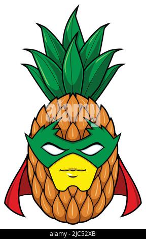 Mascotte ananas Superhero Illustration de Vecteur