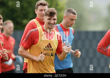 Tubize, Belgique. 10th juin 2022. Thomas Meunier de Belgique photographié lors d'une session d'entraînement de l'équipe nationale belge, les Red Devils, vendredi 10 juin 2022 à Tubize, en préparation des prochains matchs de la Ligue des Nations de l'UEFA. BELGA PHOTO BRUNO FAHY crédit: Belga News Agency/Alay Live News Banque D'Images