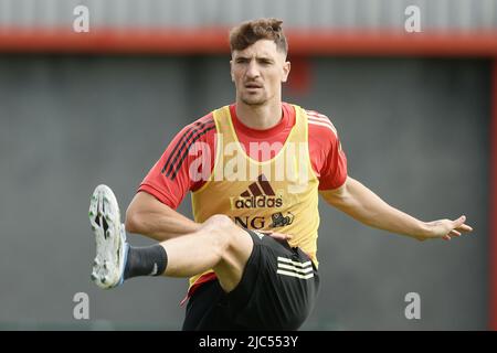 Tubize, Belgique. 10th juin 2022. Thomas Meunier de Belgique photographié lors d'une session d'entraînement de l'équipe nationale belge, les Red Devils, vendredi 10 juin 2022 à Tubize, en préparation des prochains matchs de la Ligue des Nations de l'UEFA. BELGA PHOTO BRUNO FAHY crédit: Belga News Agency/Alay Live News Banque D'Images