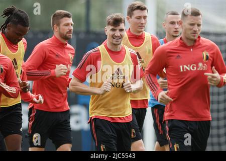 Tubize, Belgique. 10th juin 2022. Thomas Meunier de Belgique photographié lors d'une session d'entraînement de l'équipe nationale belge, les Red Devils, vendredi 10 juin 2022 à Tubize, en préparation des prochains matchs de la Ligue des Nations de l'UEFA. BELGA PHOTO BRUNO FAHY crédit: Belga News Agency/Alay Live News Banque D'Images