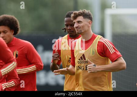 Tubize, Belgique. 10th juin 2022. Thomas Meunier de Belgique photographié lors d'une session d'entraînement de l'équipe nationale belge, les Red Devils, vendredi 10 juin 2022 à Tubize, en préparation des prochains matchs de la Ligue des Nations de l'UEFA. BELGA PHOTO BRUNO FAHY crédit: Belga News Agency/Alay Live News Banque D'Images