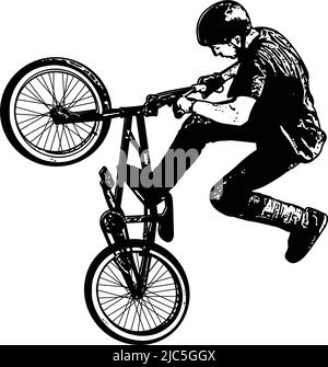 bmx stunt cycliste esquisse - illustration vectorielle Illustration de Vecteur