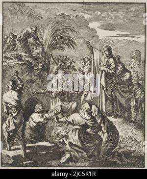 Raising of Lazarus, imprimeur: Jan Luyken, éditeur: Jan Rieuwertsz. (II), éditeur: Barent Visscher, Amsterdam, 1706, papier, gravure, impression typographique, h 90 mm × l 80 mm Banque D'Images