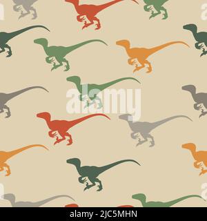 Un modèle avec des dinosaures. La texture tendance idéale pour les tissus et le papier peint de bébé. Silhouettes de dinosaures. Illustration de Vecteur