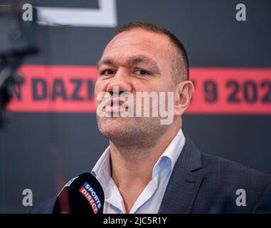 LONDRES, ROYAUME-UNI. 10th juin 2022. Kubrat Pulev de Bulgarie pendant le match de boxe présente Chisora vs Pulev 2 Conférence de presse à l'hôtel Canary Riverside Plaza vendredi, 10 juin 2022 à LONDRES (usage éditorial seulement, licence requise pour un usage commercial. Aucune utilisation dans les Paris, les jeux ou les publications d'un seul club/ligue/joueur.) Credit: Taka G Wu/Alay Live News Banque D'Images