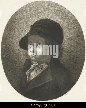 Portrait de Dirk Langendijk comme enfant Portrait du fils de Dirk Langendijk, imprimeur: Joannes Bemme, Rotterdam, c. 1800 - po ou avant 1803, papier, gravure, h 185 mm × l 144 mm Banque D'Images