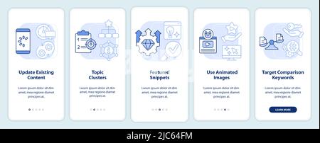 L'écran de l'application mobile d'intégration bleu clair des techniques de référencement avancées Illustration de Vecteur