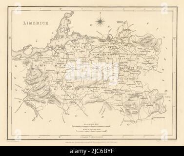 Carte antique DU COMTÉ DE LIMERICK pour LEWIS by CREIGHTON & DOWER - Irlande 1837 Banque D'Images