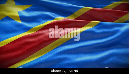 Illustration du drapeau national de la République démocratique du Congo. Symbole du pays. Banque D'Images