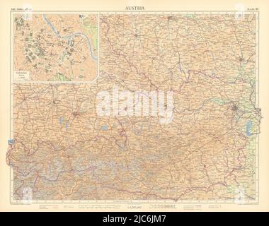 Autriche. Plan de Vienne. TIMES 1955 carte ancienne Banque D'Images