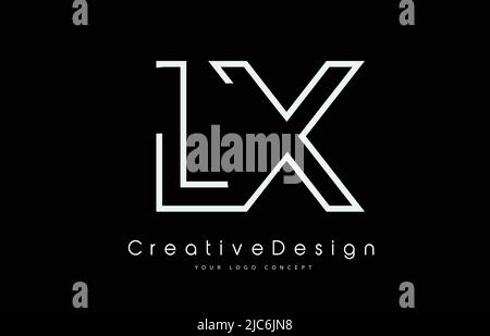 Logo LX L X Letter en blanc. Illustration du logo de l'icône du vecteur de lettres modernes créatives. Illustration de Vecteur