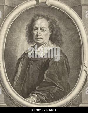 Portrait du peintre Bartolomé Esteban Murillo, imprimeur: Richard Collin, (mentionné sur l'objet), d'après: Bartolomé Esteban Murillo, Nicolas Omazur, (mentionné sur l'objet), Bruxelles, 1682, papier, gravure, h 363 mm × l 245 mm Banque D'Images