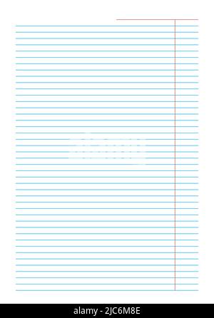 Feuille vierge pour bloc-notes avec marges feuille de lignes bleues sur fond blanc parfait pour planificateur, bloc-notes, école, imprimer A5 feuilles à motif doublé papiers f Illustration de Vecteur