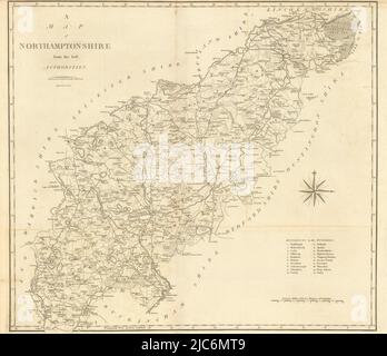 'Une carte de Northamptonshire des meilleures autorités'. Carte du comté. CARY 1806 Banque D'Images