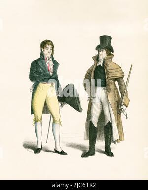 Homme en robe de court, homme avec Garrick, début du 19th siècle, Illustration, l'histoire du costume, Braun & Schneider, Munich, Allemagne, 1861-1880 Banque D'Images