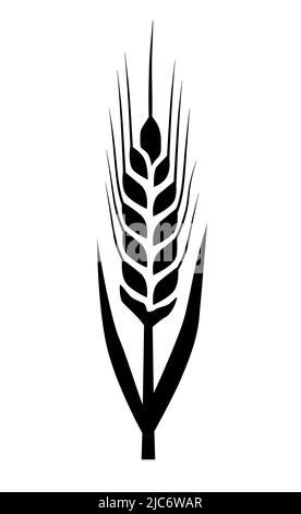 Symbole de la plante d'oreille de blé et de grain icône d'illustration de vecteur agricole Illustration de Vecteur