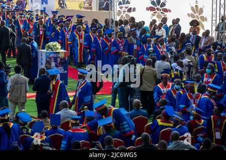 RD Congo. 10th juin 2022. L'illustration montre une visite à l'Université de Lubumbashi, lors d'une visite officielle du couple royal belge en République démocratique du Congo, vendredi 10 juin 2022. Le roi et la reine de Belgique visiteront Kinshasa, Lubumbashi et Bukavu de 7 juin à 13 juin. BELGA PHOTO NICOLAS MATERLINCK crédit: Belga News Agency/Alay Live News Banque D'Images