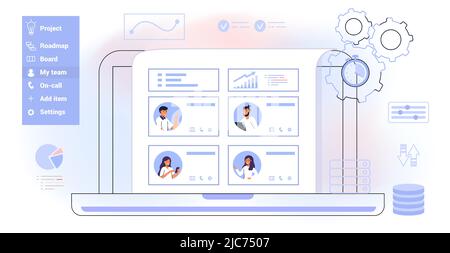 SIRH système d'information sur les ressources humaines Acronyme HR web business office interface novatrice concept illustration vectorielle données des employés recrutement Trai Illustration de Vecteur