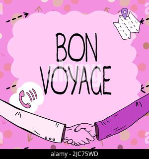 Légende conceptuelle bon Voyage. Présentation de l'entreprise utilisé exprimer de bons voeux à quelqu'un au sujet de set off sur le voyage cadre vide décoré avec la communication Banque D'Images