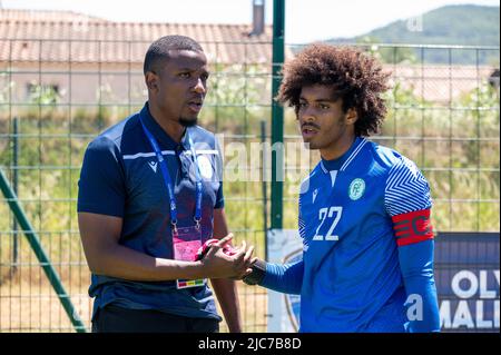 Mallemort, France. 10th juin 2022. GUARINO Kary lors du tournoi Maurice Revello 2022, moins de 21 ans Festival International Espoirs, 7th et 8th place football match entre Panama U-23 et Comores U-20 sur 10 juin 2022 au Stade d’Honneur à Mallemort, France - photo Frison florien / DPPI crédit: DPPI Media/Alamy Live News Banque D'Images