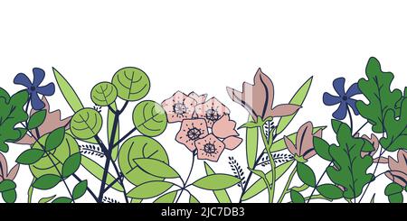 Fond vectoriel de plantes forestières sans couture Illustration de Vecteur
