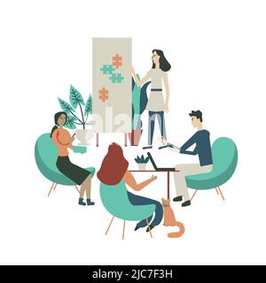 Illustration d'un scénario de réunion d'entreprise en équipe Illustration de Vecteur