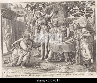 Abraham et Sara à la table, Gerard de Lairesse, 1665 estampe Abraham ...