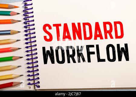 Flux de travail de texte standard sur une feuille de papier Banque D'Images