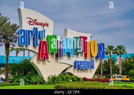 Panneau d'entrée au Disney's Art of animation Resort à Walt Disney World Banque D'Images