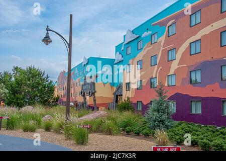 Vue sur le personnage qui se mêle au Disney's Art of animation Resort de Walt Disney World Banque D'Images