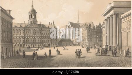 Vue sur le Palais sur le barrage et la Nouvelle église d'Amsterdam. Gezigt pris sur la place du Dam, vue pry sur la place du Dam Views à Amsterdam Amsterdam , imprimerie: Charles Claude Bachelier, (mentionné sur l'objet), Nicolas Marie Joseph Chapuy, (mentionné sur l'objet), imprimerie: Jules Gaildrau, (mentionné sur l'objet), imprimerie: Paris, Paris, imprimerie: Paris, Editeur: Amsterdam, 1851, papier, h 399 mm × l 567 mm Banque D'Images