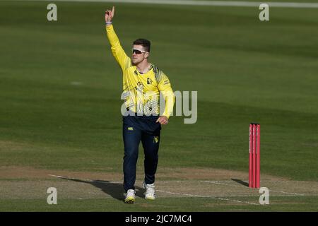 CHESTER LE STREET, Royaume-Uni Liam Trevaskis de Durham célèbre un match de cricket lors du match de Vitality Blast T20 entre le Durham County Cricket Club et Lancashire au Seat unique Riverside, Chester le 10th juin 2022. (Crédit : will Matthews | MI News) crédit : MI News & Sport /Alay Live News Banque D'Images