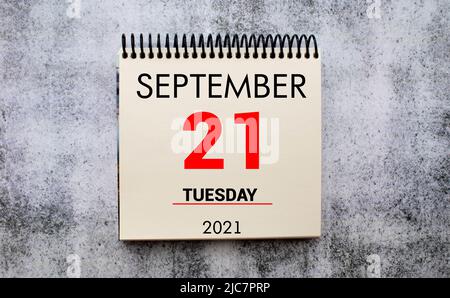 Rappel Journée mondiale de la maladie d'Alzheimer dans le calendrier avec stylo. 21 septembre. Banque D'Images