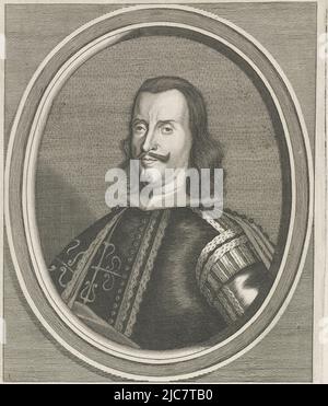 Portrait de Gaspar de Bracamonte y Guzman, comte de Penaranda. Ci-dessous dans la marge son titre et fonction en italien. Portrait de Gaspar de Bracamonte y Guzman, imprimeur: Cornelis Meyssens, (mentionné sur l'objet), éditeur: Giovanni Battista Hacque, (éventuellement), Vienne, 1670 - 1674, papier, gravure, h 247 mm × l 166 mm Banque D'Images