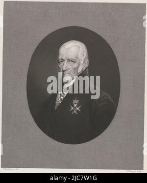Portrait buste en ovale à gauche de Maurits Cornelis van Hall, juriste. Portrait de Maurits Cornelis van Hall M.C. van Hall , imprimerie: Johannes Philippus Lange, (mentionné sur l'objet), dessinateur intermédiaire: Johan Coenraad Hamburger, (mentionné sur l'objet), éditeur: Frans Buffa en Zonen, (mentionné sur l'objet), 1848, papier, gravure en acier, h 298 mm × l 217 mm Banque D'Images
