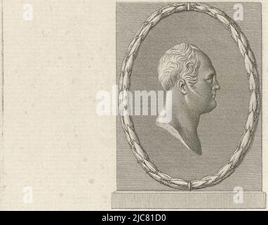 Buste d'Alexandre Ier, tsar de Russie à droite, dans une couronne ovale de Laurier. Portrait d'Alexandre Ier, tsar de Russie, imprimeur: Jacob Ernst Marcus, (mentionné sur l'objet), Amsterdam, 1814, papier, gravure, gravure, h 236 mm - l 146 mm Banque D'Images