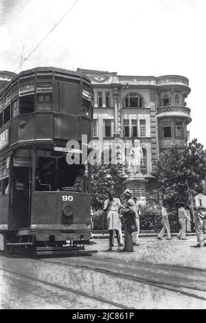 08 12 2016 Vintage photo Gowalia char tram Terminus Mumbai, Maharashtra, inde, asie Banque D'Images