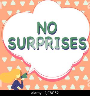 Affiche indiquant aucune surprise. Internet concept présupposed fin destiné traditionnel set la femme habituelle parlant par Megaphone fabrication Banque D'Images