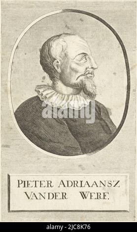 Portrait du maire Pieter Adriaansz. Van der Werff Pieter Adriaensz. Van der Werf , imprimerie: Iven Besoet, Unknown, pays-Bas, 1730 - 1769, papier, gravure, gravure, h 159 mm × l 100 mm Banque D'Images