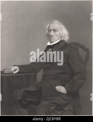 Portrait de Jacob van Lennep assis sur une chaise, imprimeur: Hendrik D. Jzn Sluyter, (mentionné sur l'objet), 1868, papier, gravure, gravure, h 393 mm × l 502 mm Banque D'Images