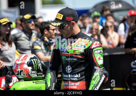 Misano World circuit “Marco Simoncelli”, Misano Adriatico, Italie, 11 juin 2022, JONATHAN REA (Kawasaki SuperTeam WSBK - ZX-10RR) pendant Pirelli Emilia-Romagna Round FIM Superbike World Championship 2022 - Race1 - World Superbike - SBK Banque D'Images