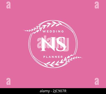 NS initiales lettre mariage monogramme collection de logos, dessin à la main moderne minimaliste et modèles floraux pour cartes d'invitation, Save the Date, élégant Illustration de Vecteur