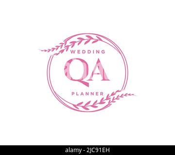 QA initiales lettre mariage monogramme collection de logos, dessin à la main moderne minimaliste et modèles floraux pour cartes d'invitation, Save the Date, élégant Illustration de Vecteur