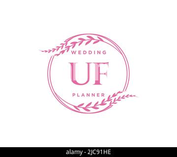 Lettre initiale de la FU Collection de logos de mariage monogramme, dessin à la main moderne minimaliste et modèles floraux pour cartes d'invitation, Enregistrer la date, élégant Illustration de Vecteur