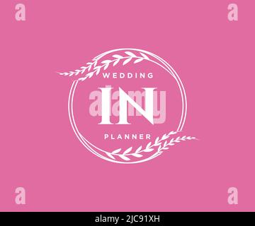 DANS la lettre initiale de mariage monogramme de collection de logos, dessin à la main moderne minimaliste et modèles floraux pour cartes d'invitation, Save the Date, élégant Illustration de Vecteur