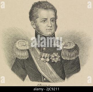 Portrait de William. Dans la marge inférieure son nom et titre, Portrait de William de Nassau, imprimeur: A. Hansen, (mentionné sur l'objet), pays bas, 1810 - 1899, papier, gravure, gravure, h 182 mm × l 132 cm Banque D'Images