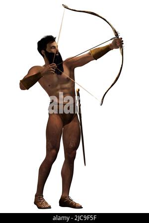 archer avec arc et flèche, fantasy warrior, rendu 3d Banque D'Images